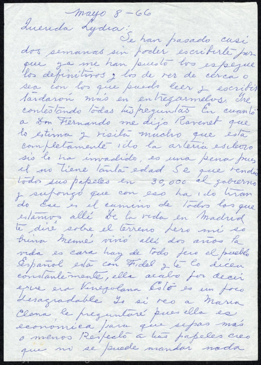 Carta de Amelia Peláez (pág. 1)