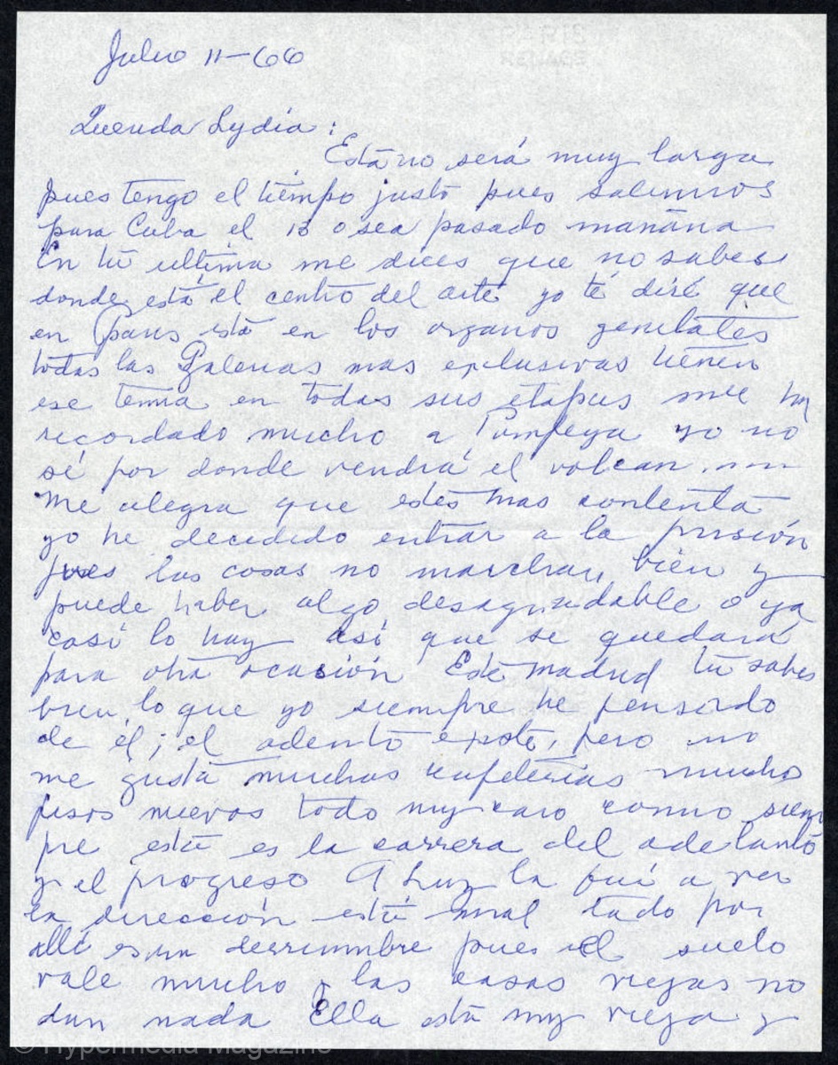 Carta de Amelia Peláez (pág. 1)
