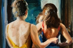 Mother and Daughter, 2025 Oil on board, 7” x 5”