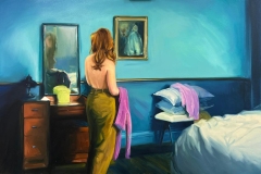 Untitled, from the “Dark Rooms” series, 2022. Oil on canvas, 36” x 60”