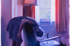 Study for Awkward Age, 2023. Oil on paper, 18” x 24”