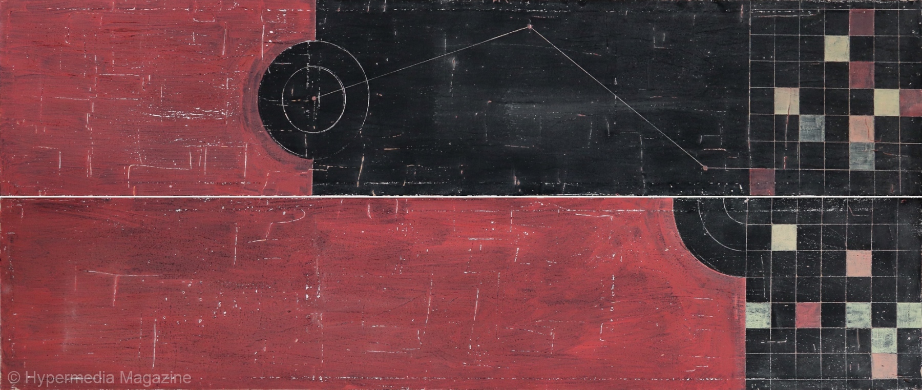 "No. 6" ( Pizarras Analíticas, serie). Acrílico en lienzo, díptico, 150 cm x 30 cm (cada pieza), 2012.